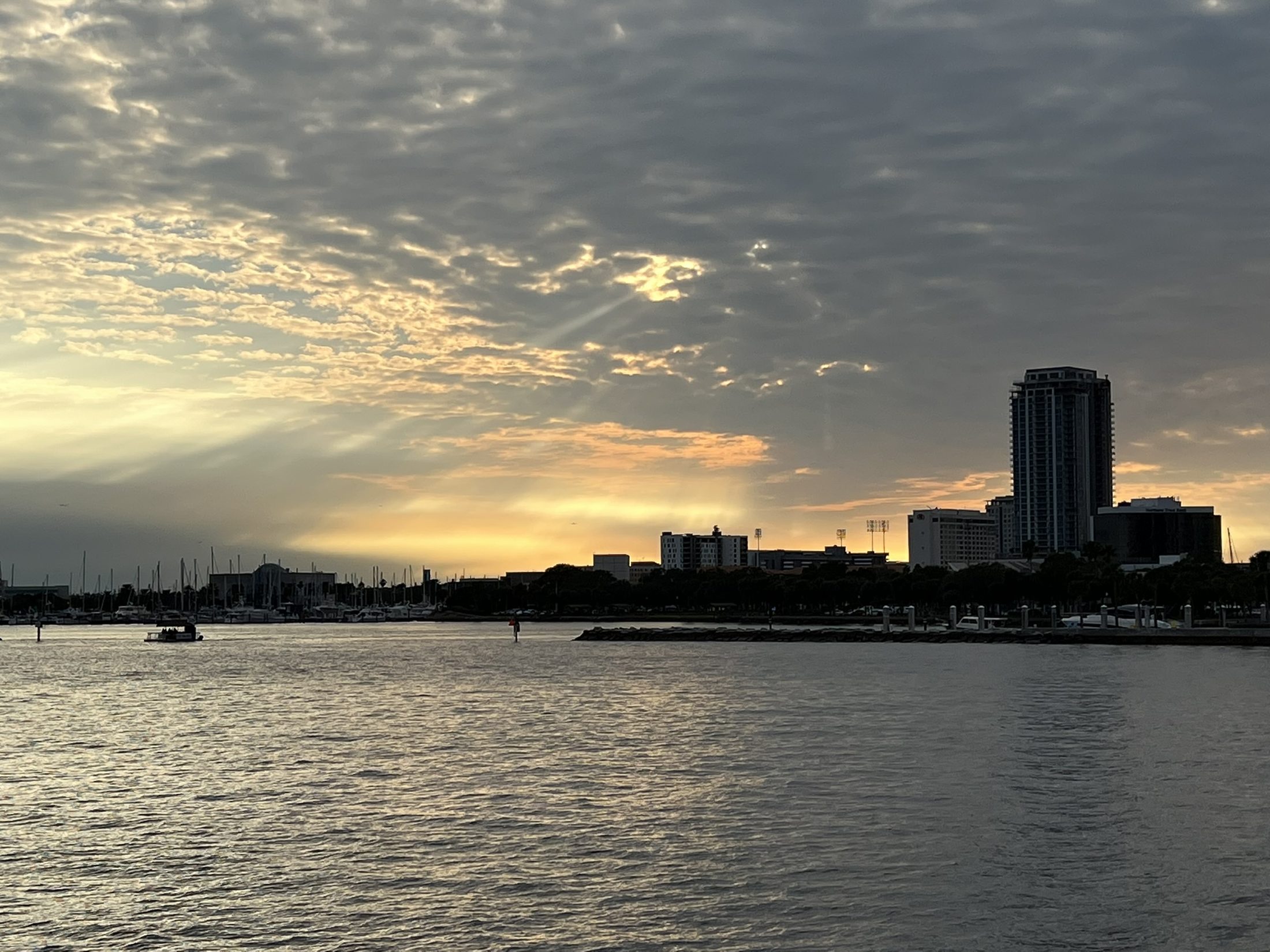 Sunset over the water at St. Petersburg, Florida